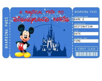 printable ticket to disneyland paris boarding pass surprise etsy