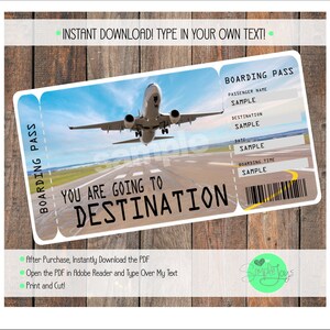 Printable Vacation Surprise Ticket Boarding Pass (Digital PDF)