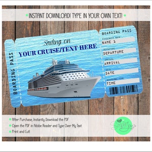Printable Cruise Surprise Ticket: Customizable Boarding Pass (Digital PDF)