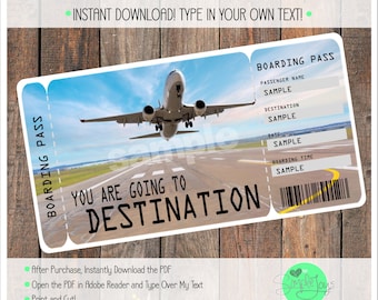Printable Vacation Surprise Ticket Boarding Pass (Digital PDF)