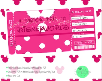printable ticket to disney disneyworld disneyland boarding etsy