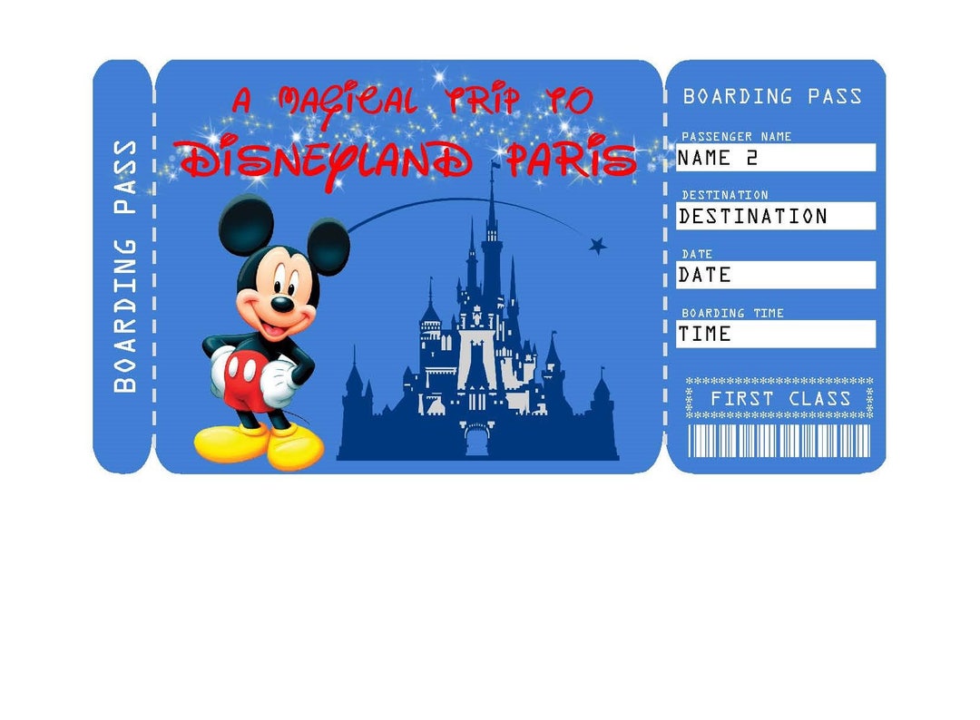 Printable Ticket To Disneyland Paris Boarding Pass Surprise Etsy 