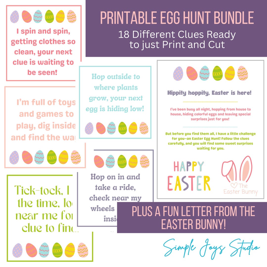 Printable Easter Egg Hunt Clues & Bunny Letter (instant Download) - Etsy