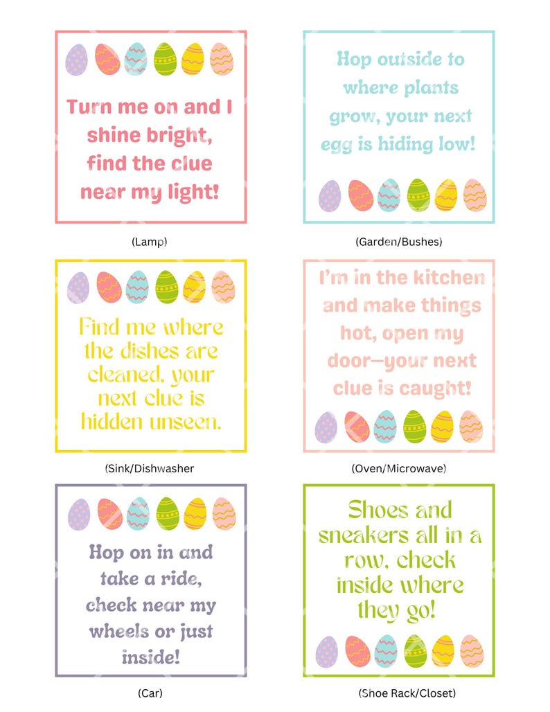 Printable Easter Egg Hunt Clues & Bunny Letter (instant Download) - Etsy UK