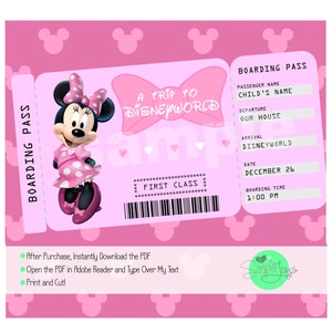 Printable Ticket to Disneyworld/Disneyland