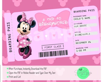 Afdrukbaar ticket naar Disneyworld/Disneyland