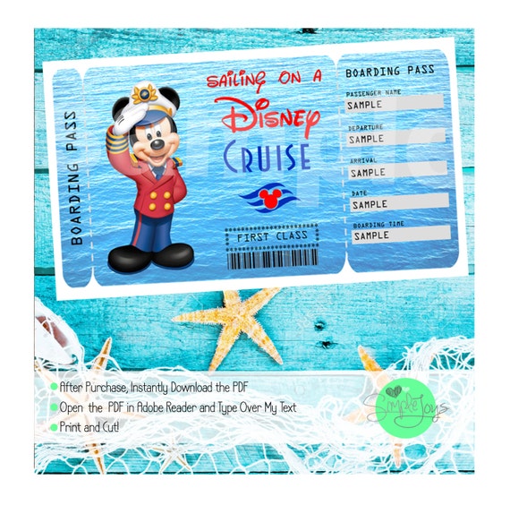 Disney Cruise Printable Ticket Customizable Template Etsy