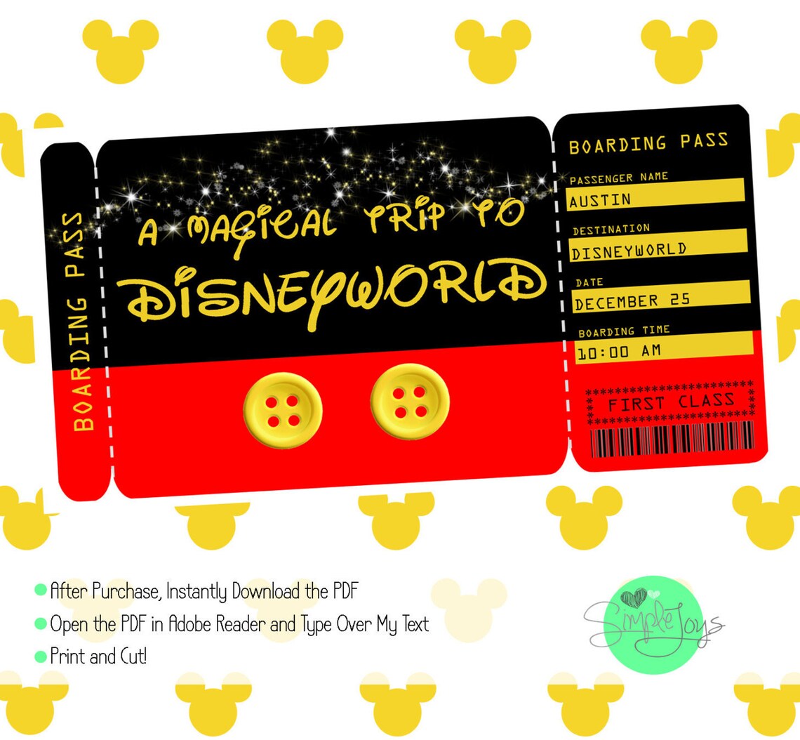 Disney Ticket Free Printable