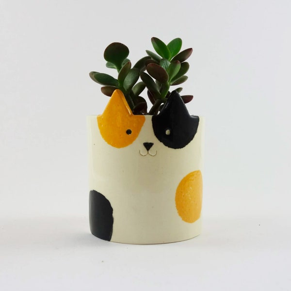 Calico Cat, Ceramic Planter, Cat Planter, Cat Pot, Pottery, Handmade Gift