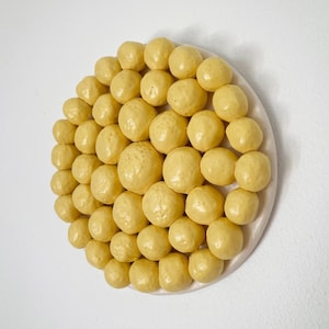 Billy Button Tile, Wall Art, Yellow Wall Decor, Textured Wall Tile, Ceramic Wall Sculpture