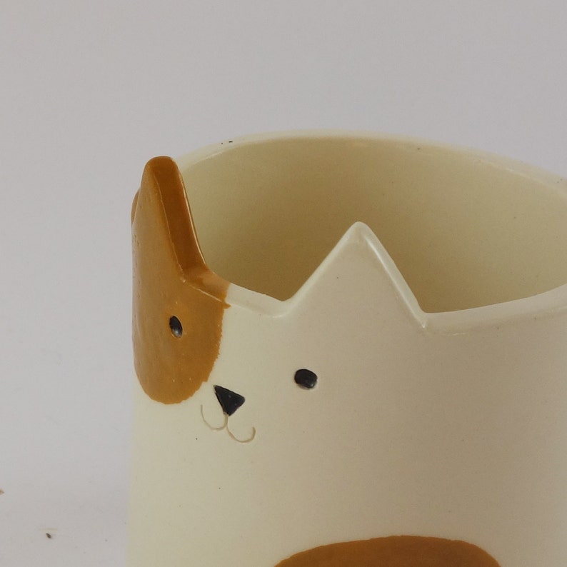 Cache-pot chat, couleur d'accompagnement au choix, poterie chat, pot succulent avec système de drainage image 5