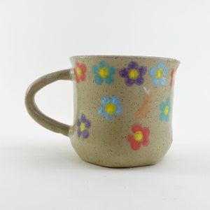 Kids Flower Mug, Small Daisy Mug, Handmade Ceramic Mug, Animal Face Mug image 3