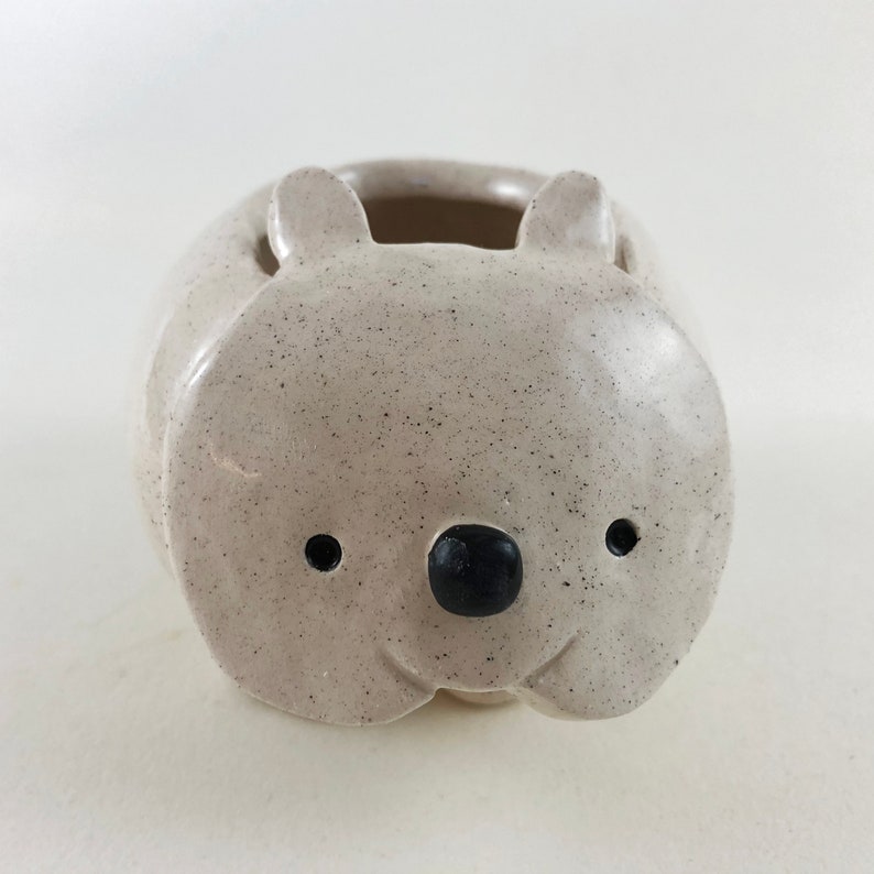 Handmade Ceramic Wombat Planter: Speckled Glazed Animal Pot image 3