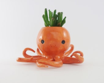 Octopus Planter, Octopus Pot, handgemachter Keramiktopf, Töpfe für Pflanzen, Meerestier, Küstendekor