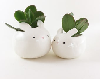 Tiny Bunny Planter, Easter Bunny Plant Pot, Cute Rabbit Planter, Sweet Ceramic Bunny, Kawaii Planter