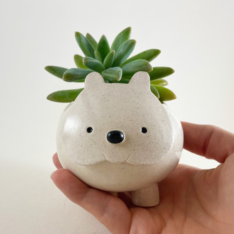 Handmade Ceramic Wombat Planter: Speckled Glazed Animal Pot image 7