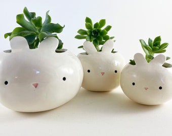 Big Bunny Planter, Easter Bunny Plant Pot, Cute Rabbit, Succulent Ceramic Plant Pot