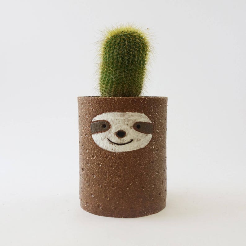Sloth Planter, Ceramic Succulent Pot, Cactus Plant Pot, Ceramic Planter, Sloth Pot, Sloth image 5