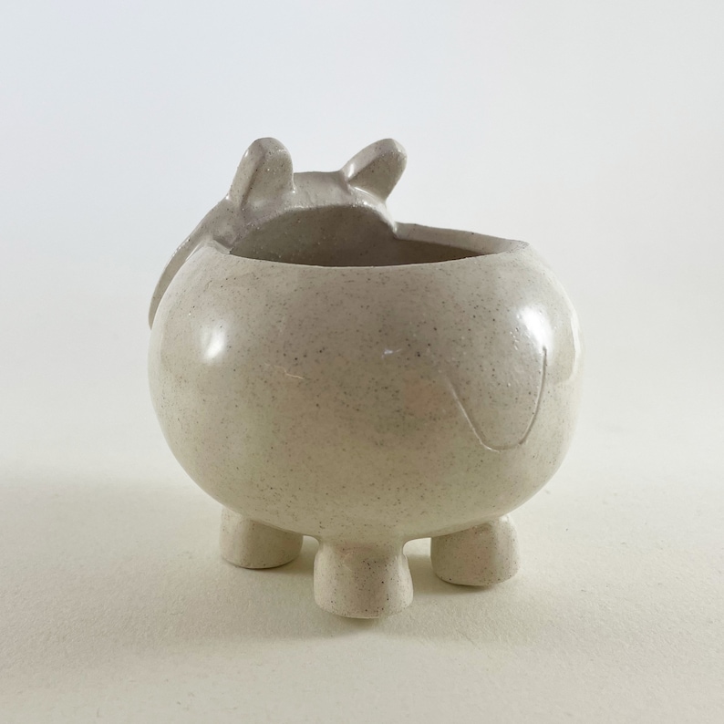 Handmade Ceramic Wombat Planter: Speckled Glazed Animal Pot image 5