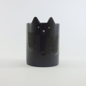 Black Kitty Planter, Ceramic Cat, Pen Holder or Plant Pot for Cactus, Black Cat Planter image 2