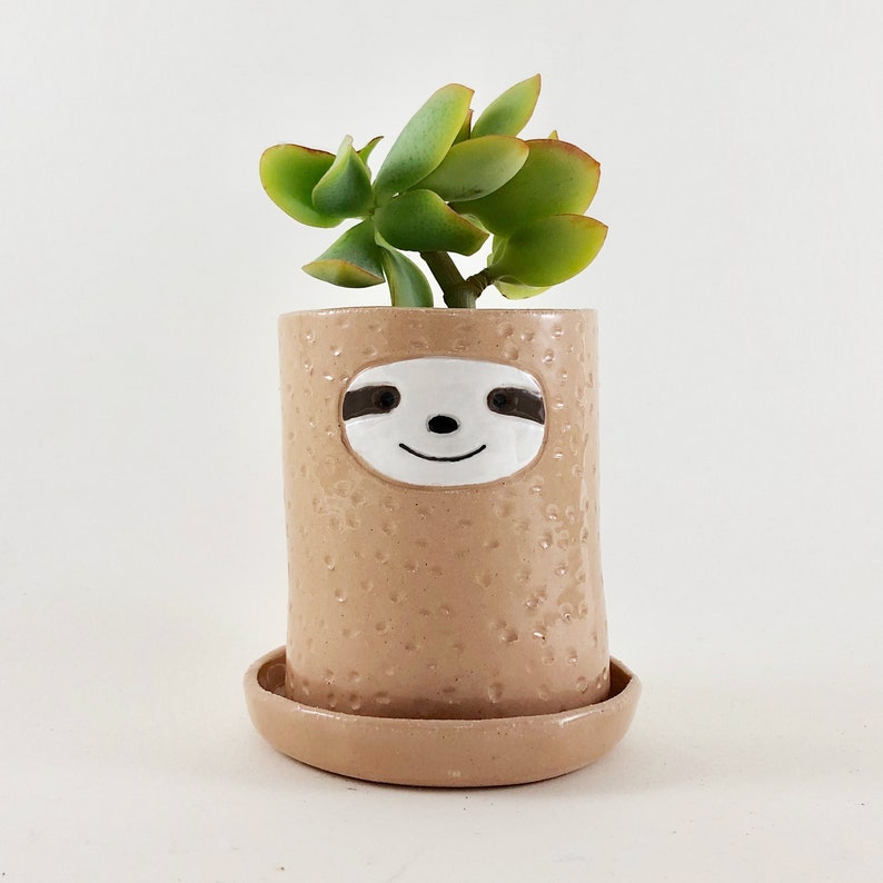 Sloth Planter, Ceramic Succulent Pot, Cactus Plant Pot, Ceramic Planter, Sloth Pot, Sloth image 1