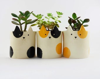 Cat Planter, Ceramic Cat Pot, Pottery, Mothers Day Gift, Minky Moo Ceramics