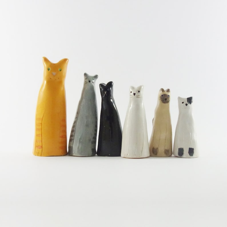 Ring Cone for Kitchen, Choose Your Colour, Animal Ring Holder, Cat Ring Display, Ceramic Cone Ring, Wedding gift couple unique image 2