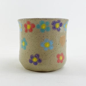 Kids Flower Mug, Small Daisy Mug, Handmade Ceramic Mug, Animal Face Mug image 2