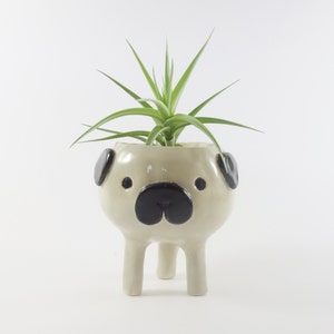 Pug Planter, Dog Plant Pot, Succulent Pot, Ceramic Pug Pot