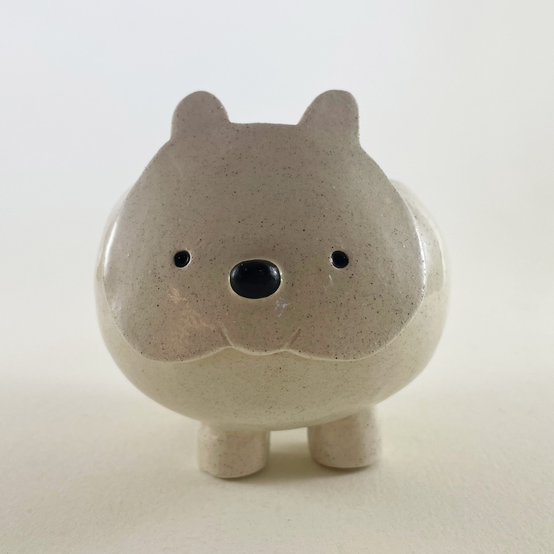 Handmade Ceramic Wombat Planter: Speckled Glazed Animal Pot image 2