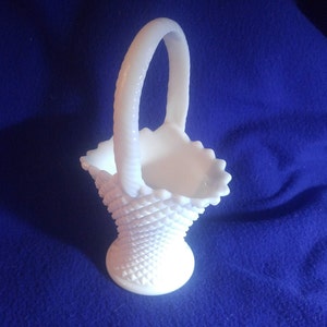 Milk Glass Basket, Easter Basket, Diamond English Hob Nail, Westmoreland, Wedding Bridal Shower, Centerpiece, Cottage Core, Jewelry, Bride