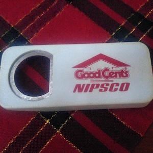 Beer Bottle Opener, Made in W. Germany, Ergonomic Bottle, 1980&#39;s, Plastolan, Advertising, Twist Off Opener, NIPSCO, Pre-unification Germany