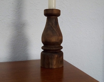 Wood Candle Holder, Rustic, Modern Farmhouse, Country Decor, Boho, Dark Brown, Hand Made, 6.75 in. tall, New Reclaimed Wood, Magnolia Style
