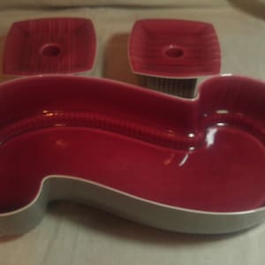 Juego de piezas centrales, pieza central de Navidad, plato de consola 113 & Portavelas Par C1, 3 piezas Set, Roselane Pasadena, en forma de S, MCM