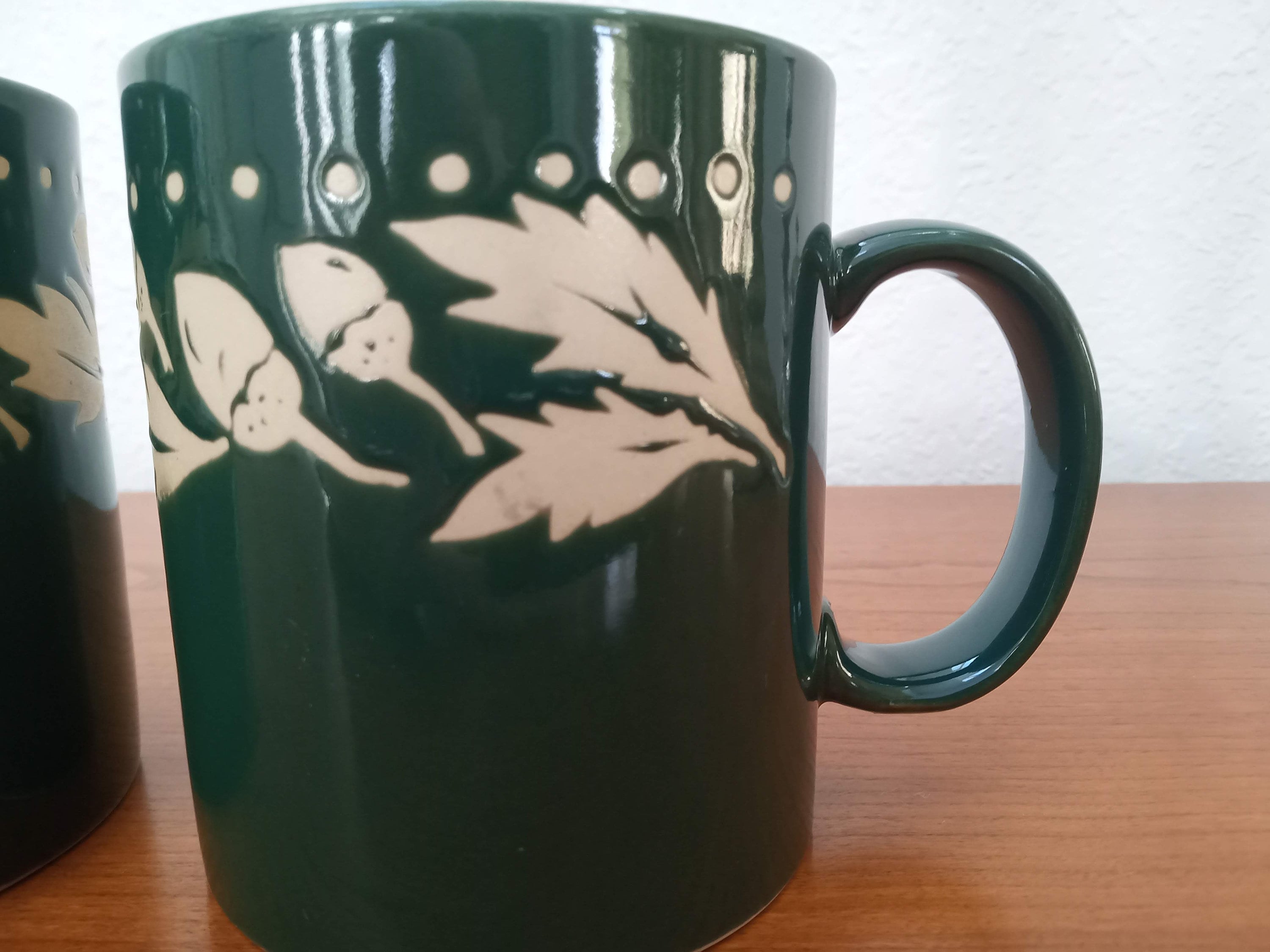 L.L. Bean Coffee Cups Mugs Set of Two Green Tea Acorn Etsy