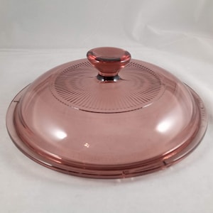 Pyrex Cranberry Lid, Visions, 6-3/8&quot; For Glass Pot, V1C Purple Glass Lid Replacement, Visions Cookware Pink Glass, Vision Ware, Pyrex Lid