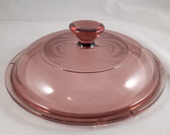Pyrex Cranberry Lid, Visions, 6-3/8" For Glass Pot, V1C Purple Glass Lid Replacement, Visions Cookware Pink Glass, Vision Ware, Pyrex Lid