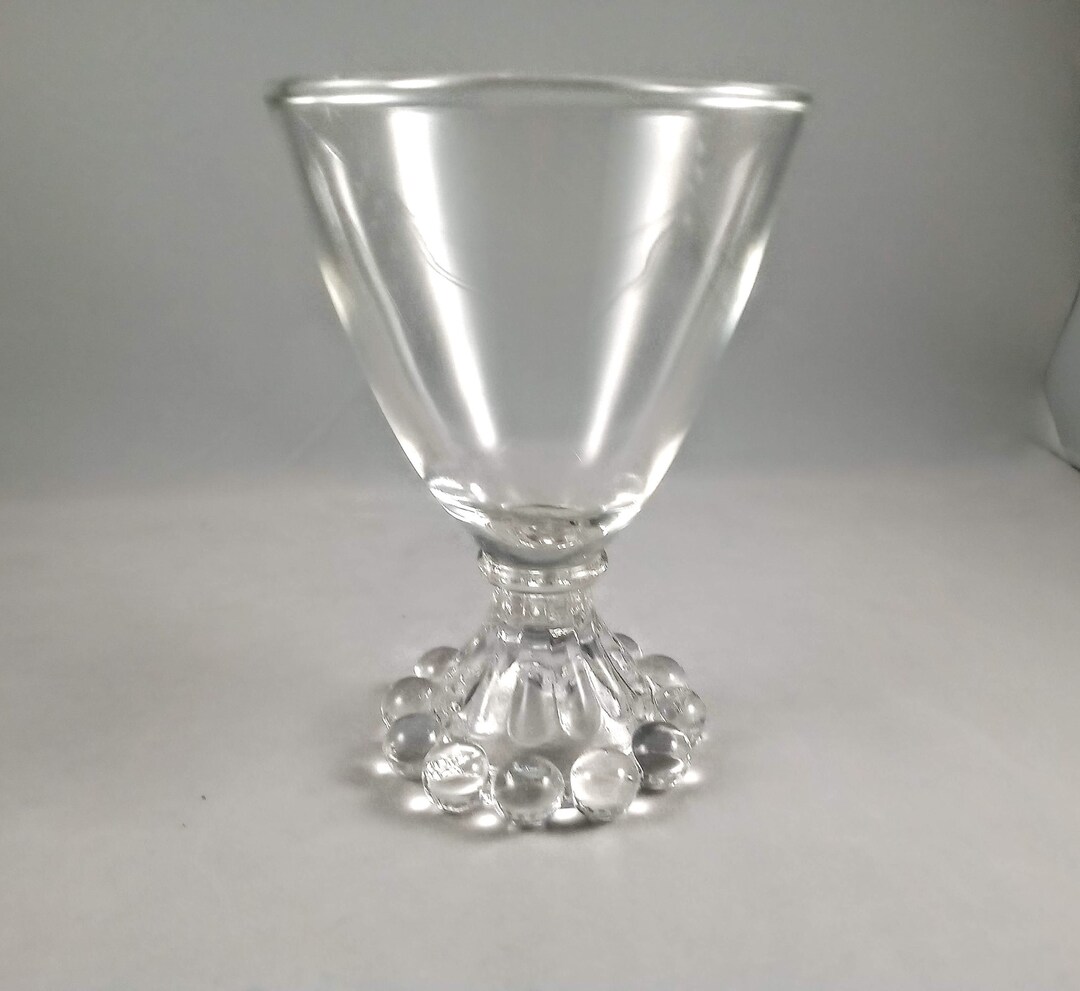 3 Candlewick Wine Glasses Set of 3, Imperial Glass Beaded Foot