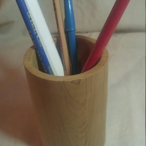 Hand Made Wooden Pencil Holder or Artist Brush Holder, Hygge decor, Made of Reclaimed Red Cedar Wood, Flower Vase, Local Maker, Danish Style