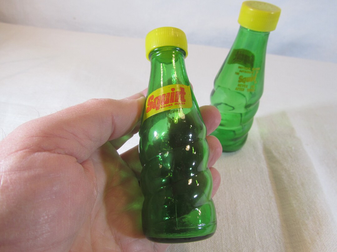 Mini Squirt Bottle Salt and Pepper Shakers, Real Glass, 1970s, Green ...