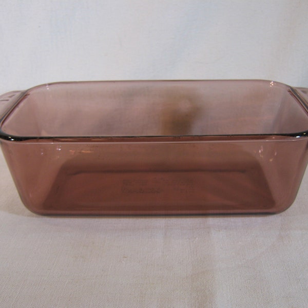 Pyrex Cranberry Glass loaf pan 1.5 quart 8.5x 4.5x 2.5 #213-R, For oven and microwave, A-6, Minor wear on bottom & side, For everyday use