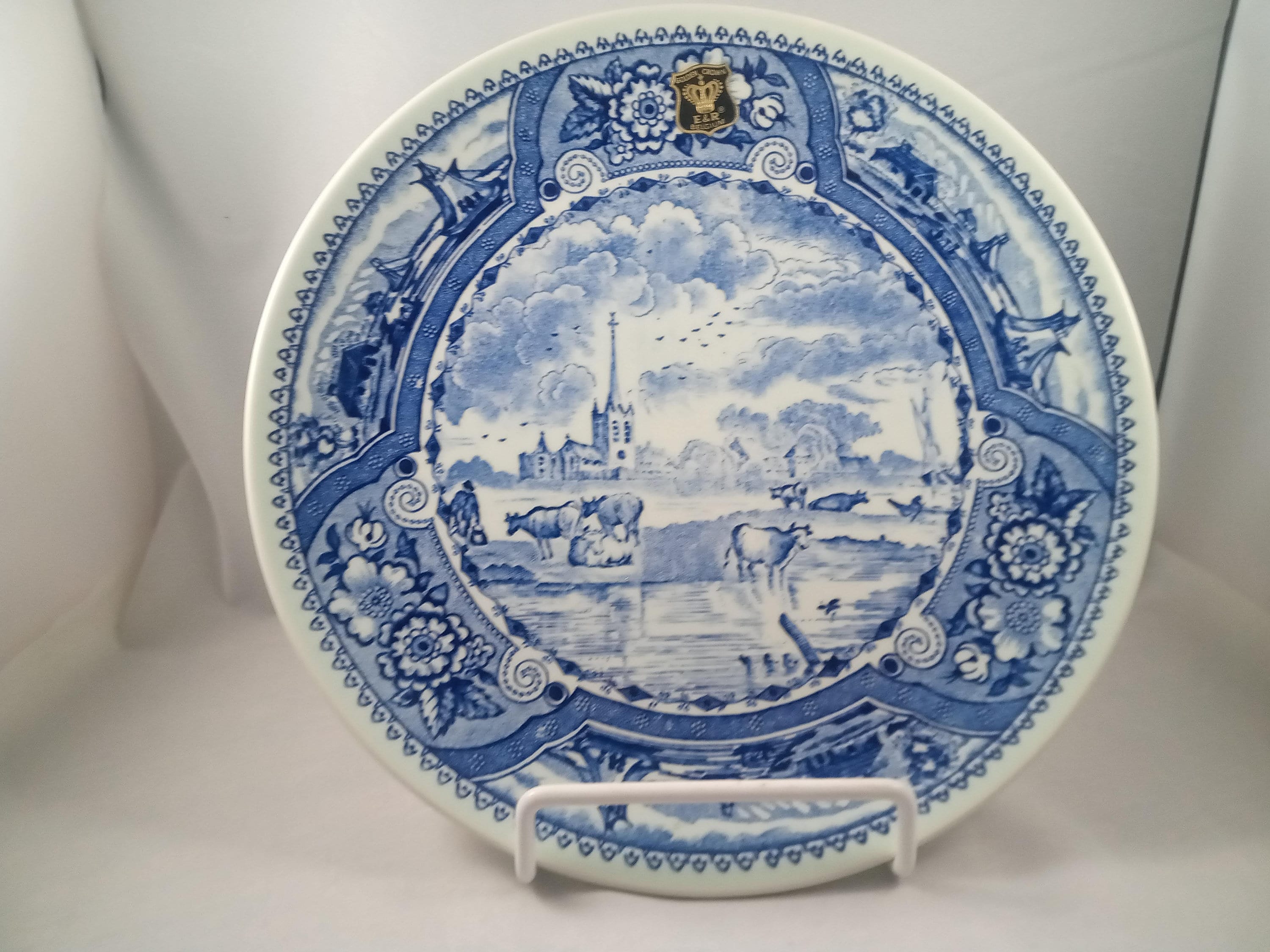 Boch Freres, Delft, Plate, Golden Crown, H&R, Belgium, La Louviere