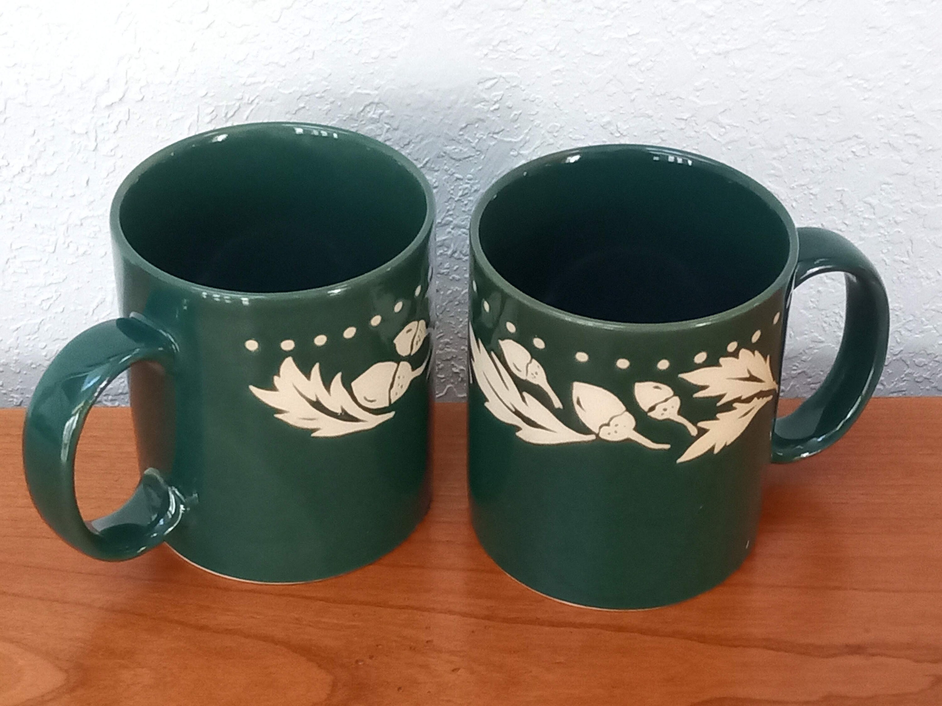 L.L. Bean Coffee Cups Set of 2 Mugs Green Tea Acorn Oak Etsy UK