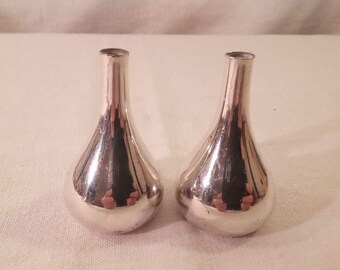 Dansk Silver Onion Candle Holders, Set of 2, Original 1960s Design with Light Collection, Two Surfaces on Bottom, Display Upright or Slanted