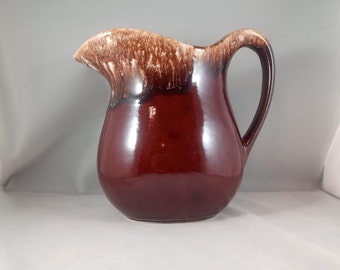 McCoy, Pitcher, Brown Drip, Water Pitcher, USA, Pattern 365, Hull, Stoneware, Drip Glaze, Cottage Core, Rustic Farmhouse, Rustic Kitchen