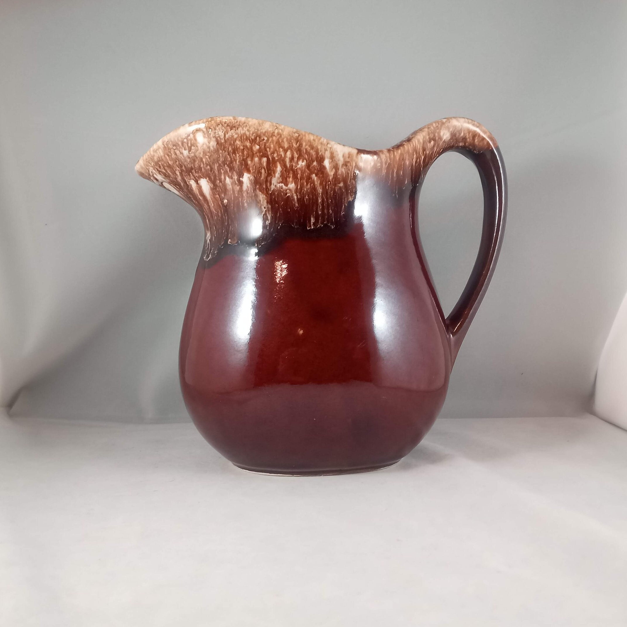 VINTAGE Brown Drip Glaze Handmade Pottery Water/Oil Etc. Pouring Pitcher