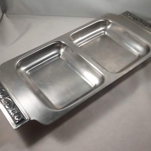 Stainless Steel Relish Tray, Divided, Two Bowl,  International Decorator, Relish Dish, Serving Dish, Rectangle, 1960s, Japan