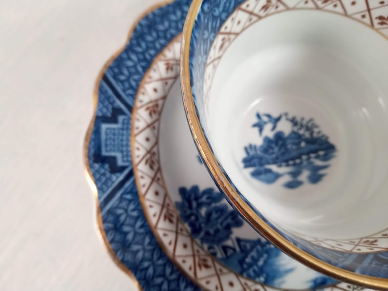 Service à Thé Ancien Booths Old Willow - Porcelaine Anglaise Bleue Et Blanche, Années 1930