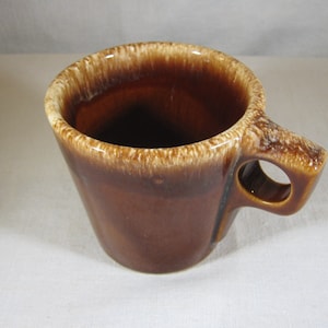 Brown Drip Coffee Mug, Hull Oven Proof USA, Crestone Dinnerware, Tapered Sides with Ring Handle, Excellent, Lodge Decor, Country, BOHO