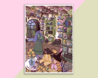 Potion Kitchen Print | Poster, Wall Decor, Artwork, Witch Poster, Witchy Illustration, Magical, Fairy Tale